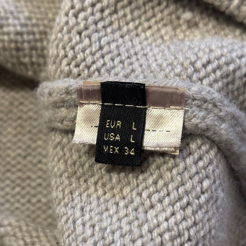 Massimo Dutti Cable Knit Sweater Dress Womens L Beige Turtleneck Cashmere Italy - Picture 6 of 9